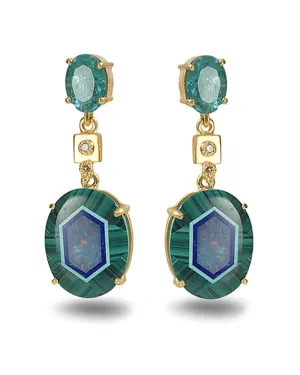 20k Yellow Gold Malachite Affinity Earrings