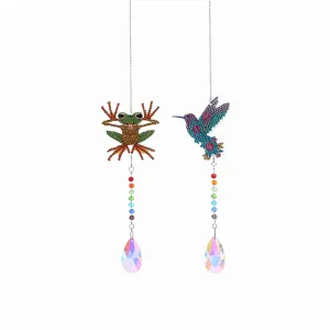 2x Crystal Wind Chimes Diamond Prisms Hanging Light Catcher Home Room Decor