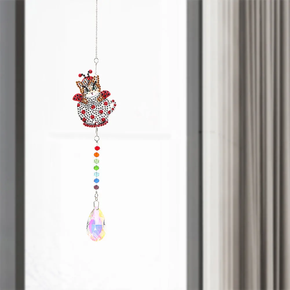 2x Crystal Wind Chimes Diamond Prisms Hanging Light Catcher Home Room Decor