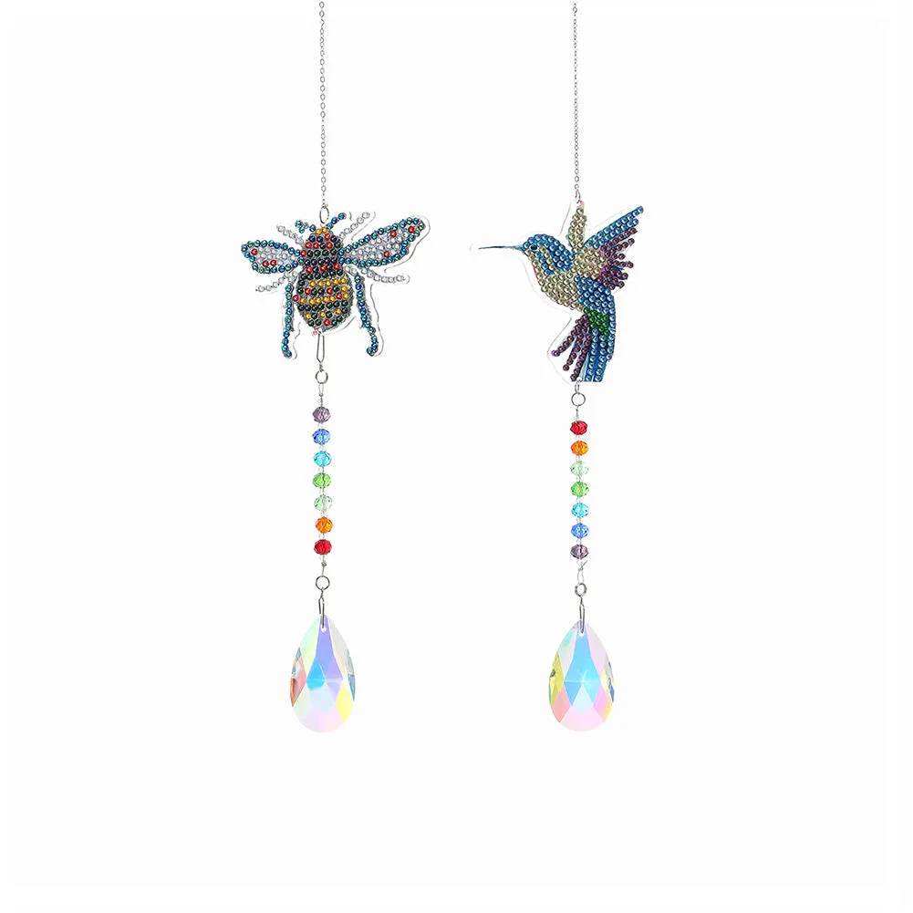 2x Crystal Wind Chimes Diamond Prisms Hanging Light Catcher Home Room Decor