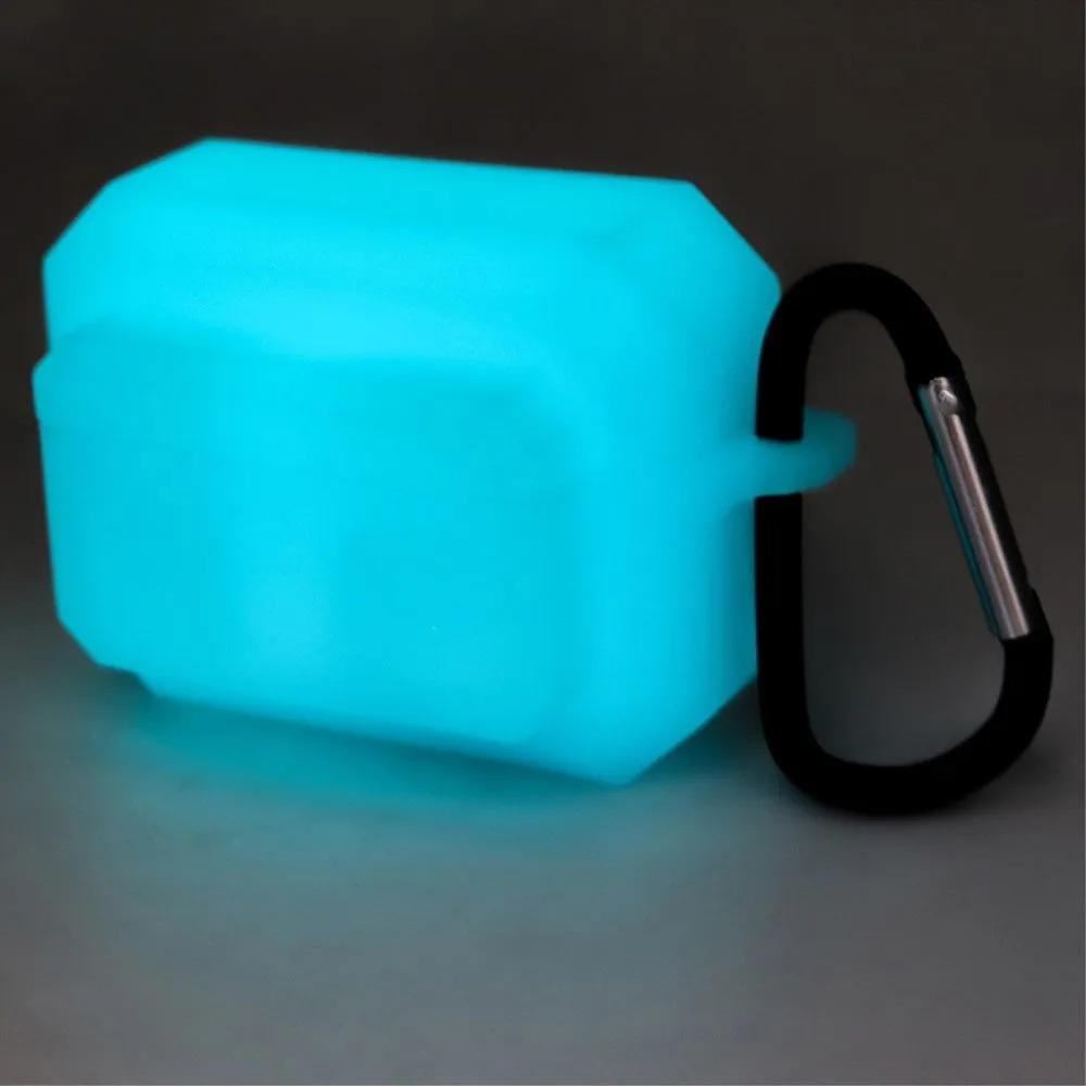 3-in-1 AirPods Pro silicone case with ear tip   carabiner - Luminous Blue