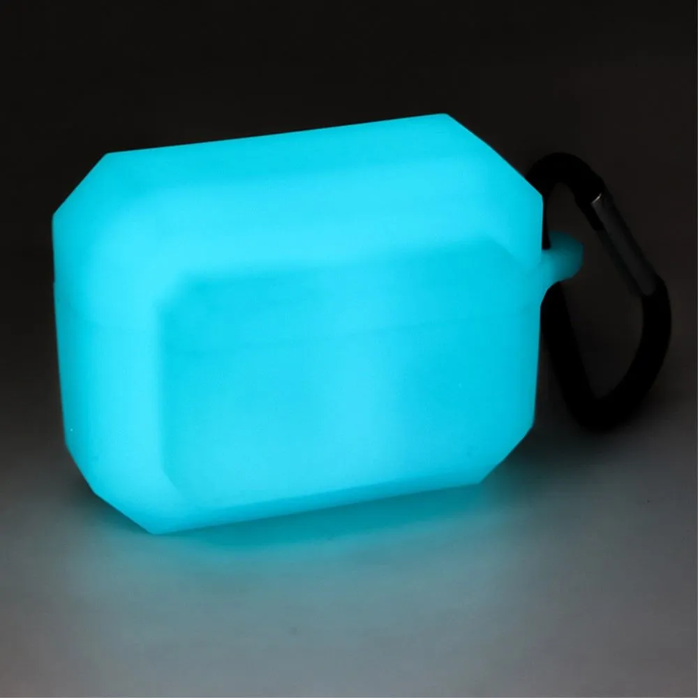 3-in-1 AirPods Pro silicone case with ear tip   carabiner - Luminous Blue
