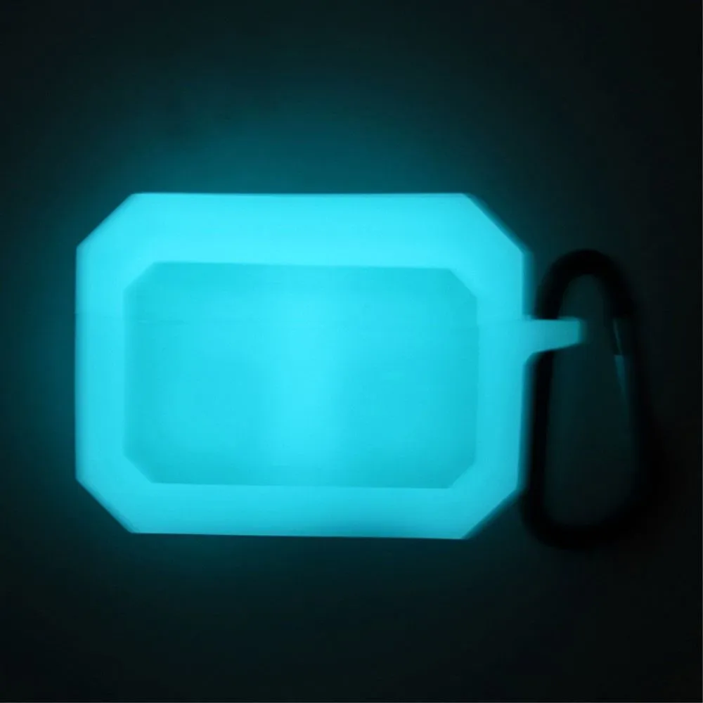 3-in-1 AirPods Pro silicone case with ear tip   carabiner - Luminous Blue