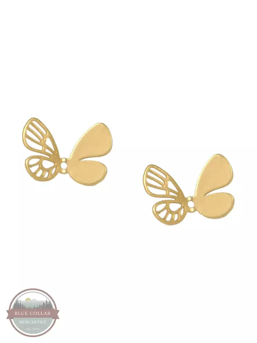 335-195E Detailed Butterfly Stud Earrings