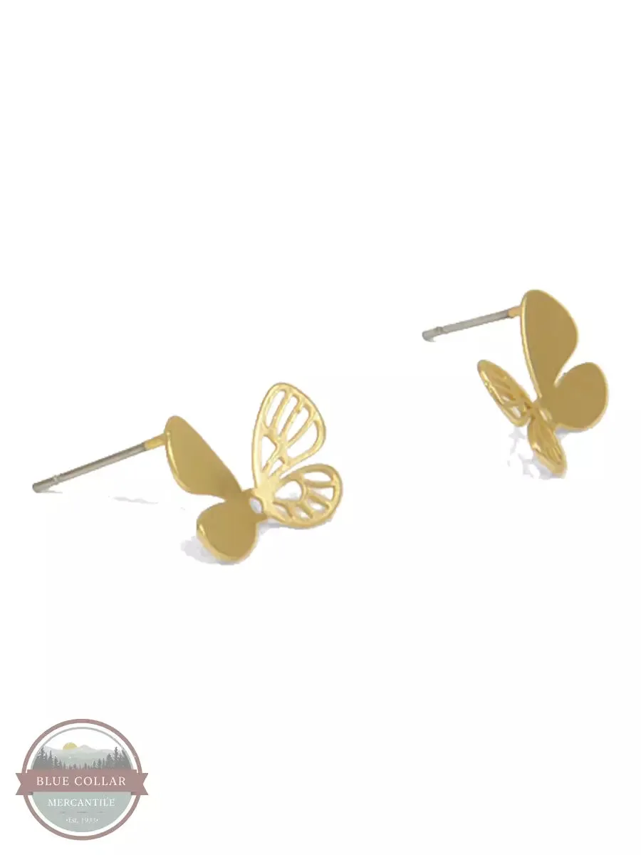 335-195E Detailed Butterfly Stud Earrings