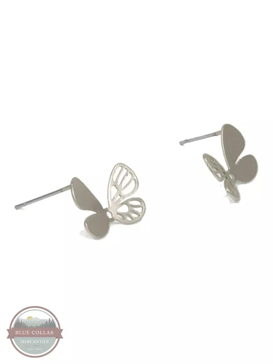 335-195E Detailed Butterfly Stud Earrings