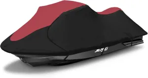 600D Jet Ski Cover - Trailerable Seadoo Cover, Waterproof Jetski Cover, PWC Cover Fits Seadoo, Yamaha, Kawasaki, Jet Ski Watercraft Cover Fits from 136''-145'' (3 Seater), Red & Black