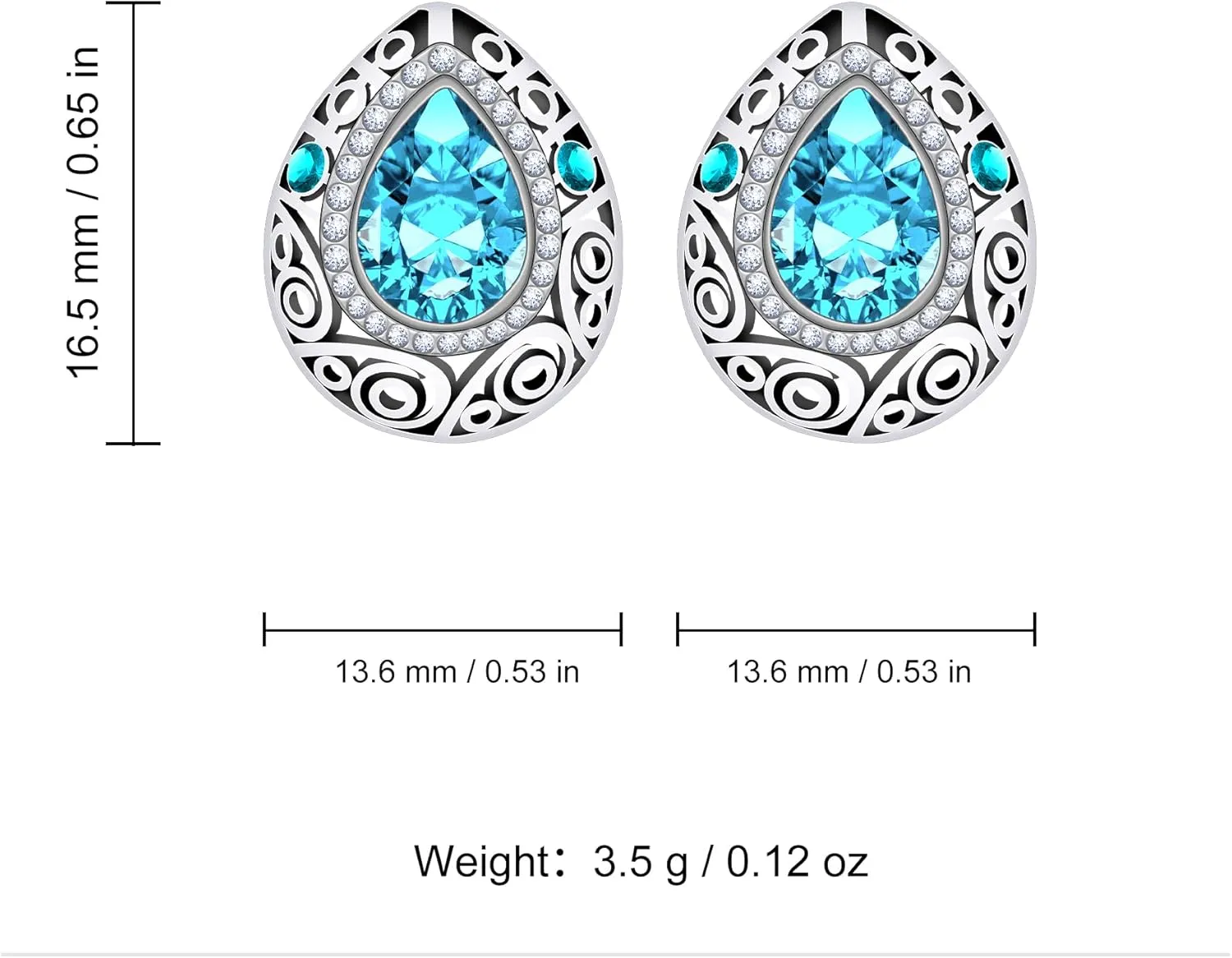AILUOR Fashion Waterdrop Crystal Jewelry Set, Retro Vintage Celtic Knot Waterdrop Green Gemstone Water Drop Pendant Necklace Stud Earrings Jewelry Set for Women Mother Bridal Wedding