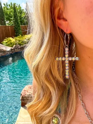 Angeline Cross Hoop Earrings - AB