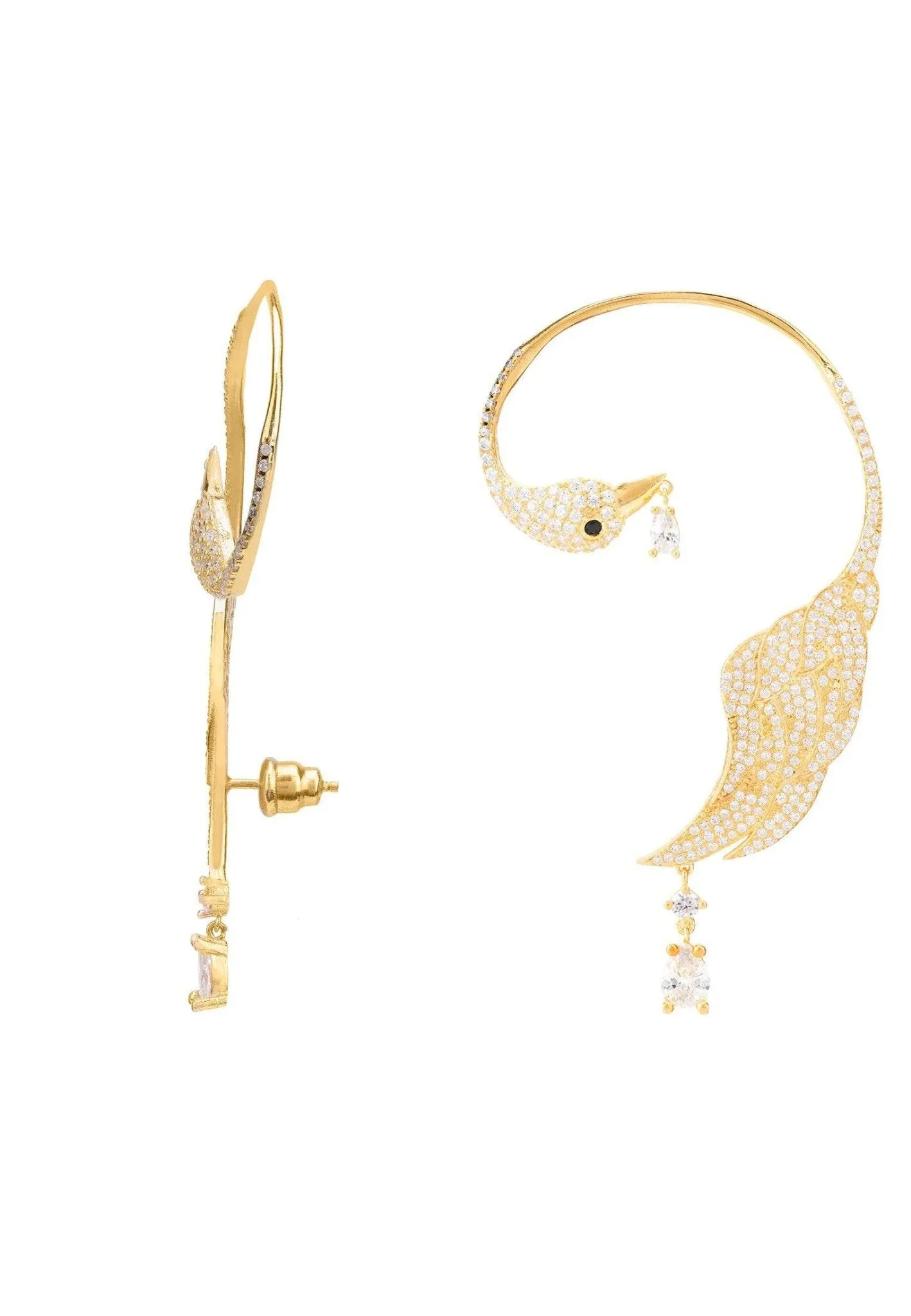 Bird Of Paradise Ear Climber White Gold Left