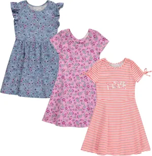 BTween 3 Piece Girls Summer Dress Set Short Sleeve Casual Skater Dresses