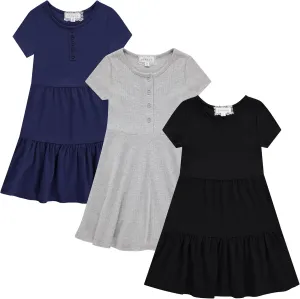 BTween 3 Piece Girls Summer Dress Set Short Sleeve Casual Skater Dresses