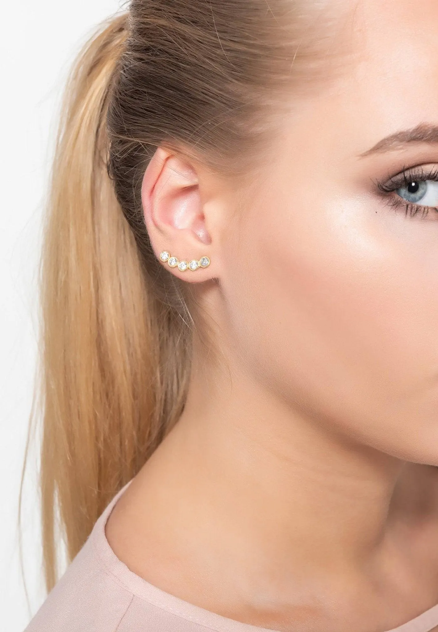 Bubble Ear Climber Pair Gold