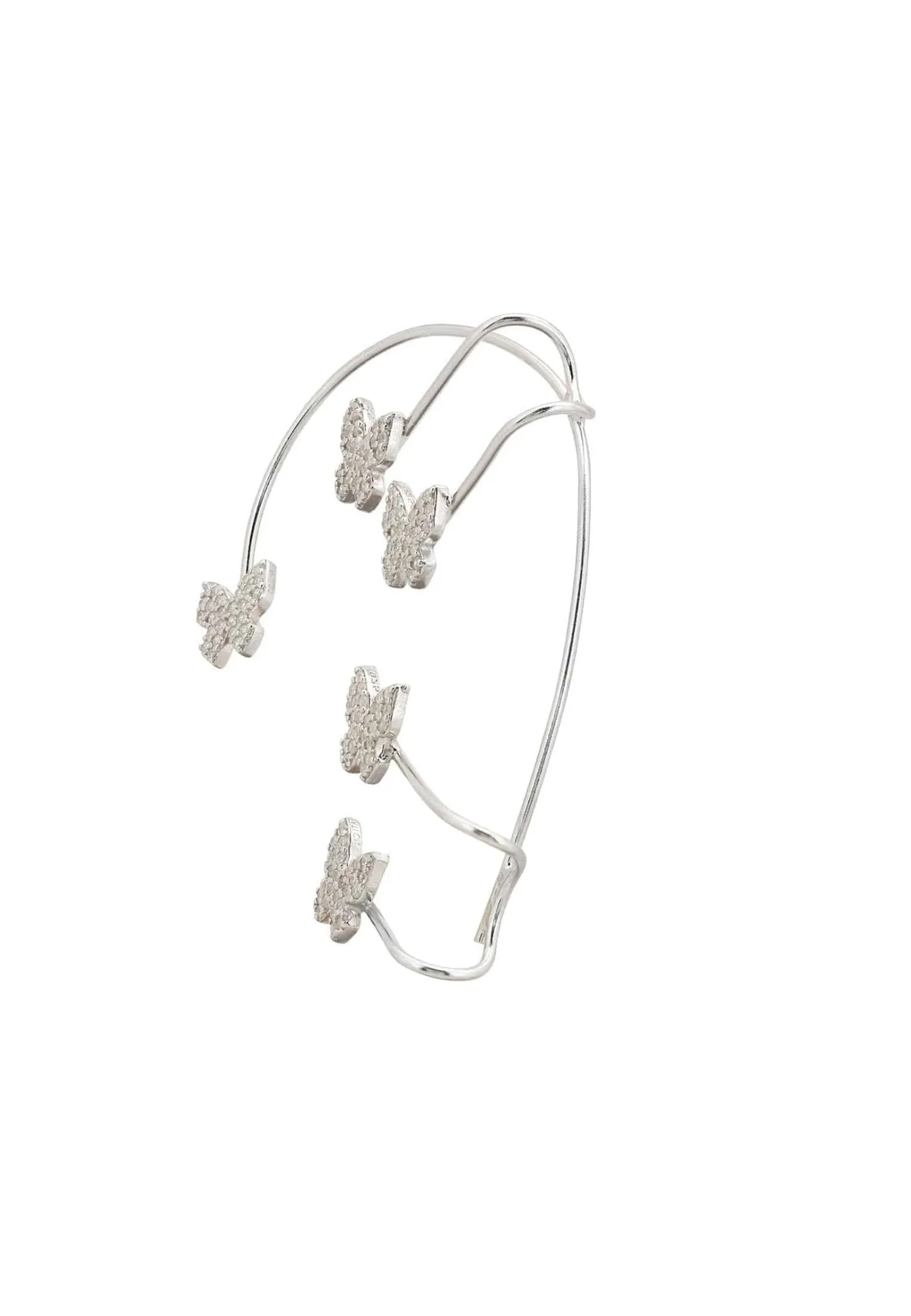 Butterflies Non-Pierced Ear Climber Left Silver