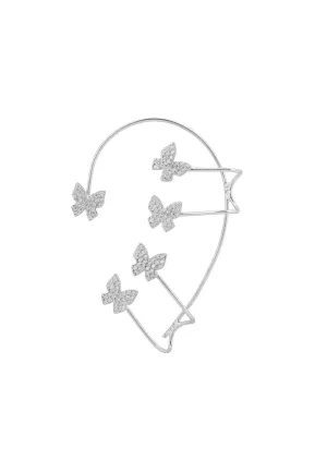 Butterflies Non-Pierced Ear Climber Left Silver