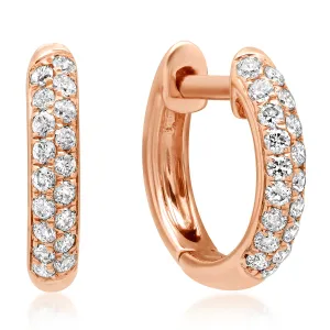 Chubby Double Row Diamond Huggie Hoop Earrings