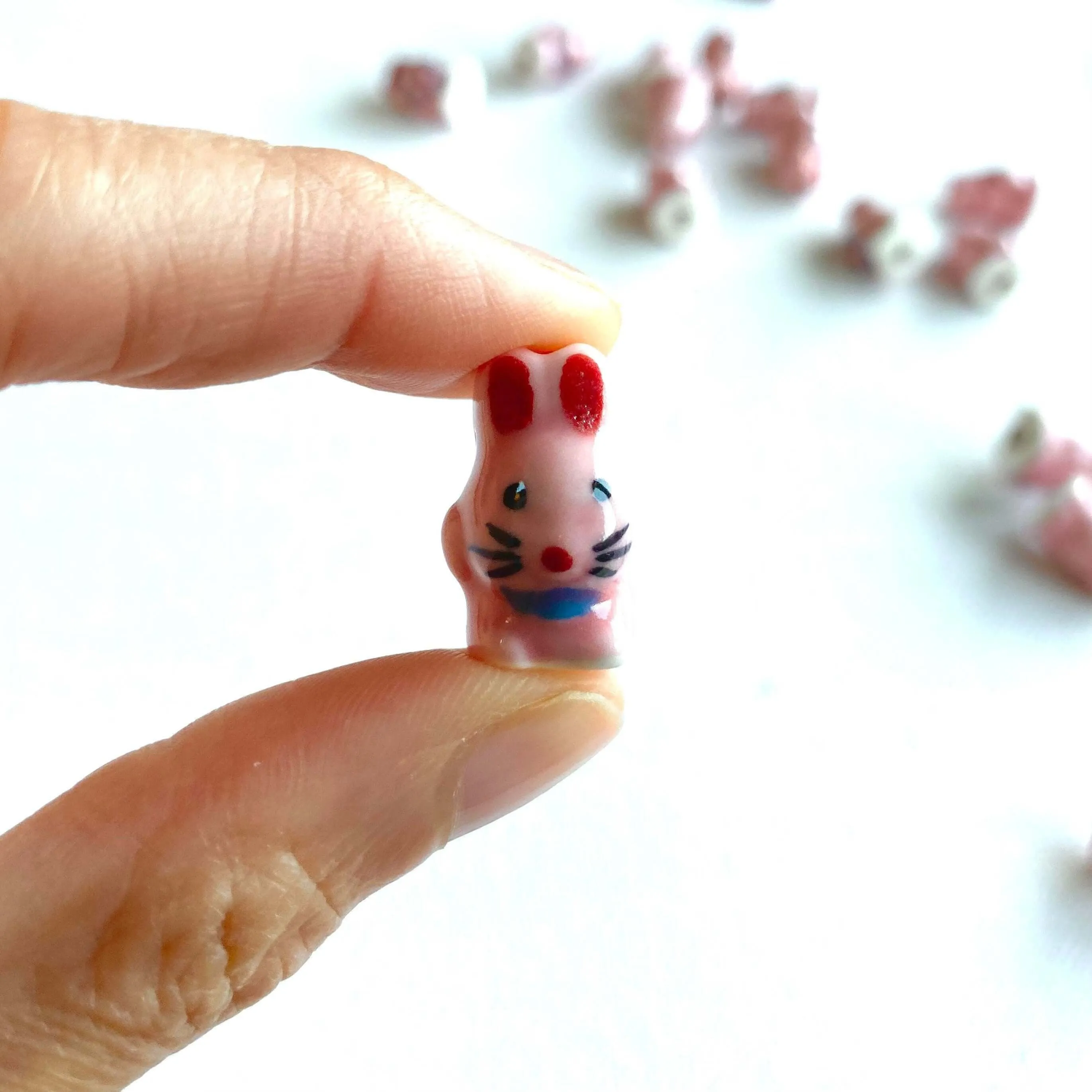 Cute pink Bunny beads porcelain Ceramic