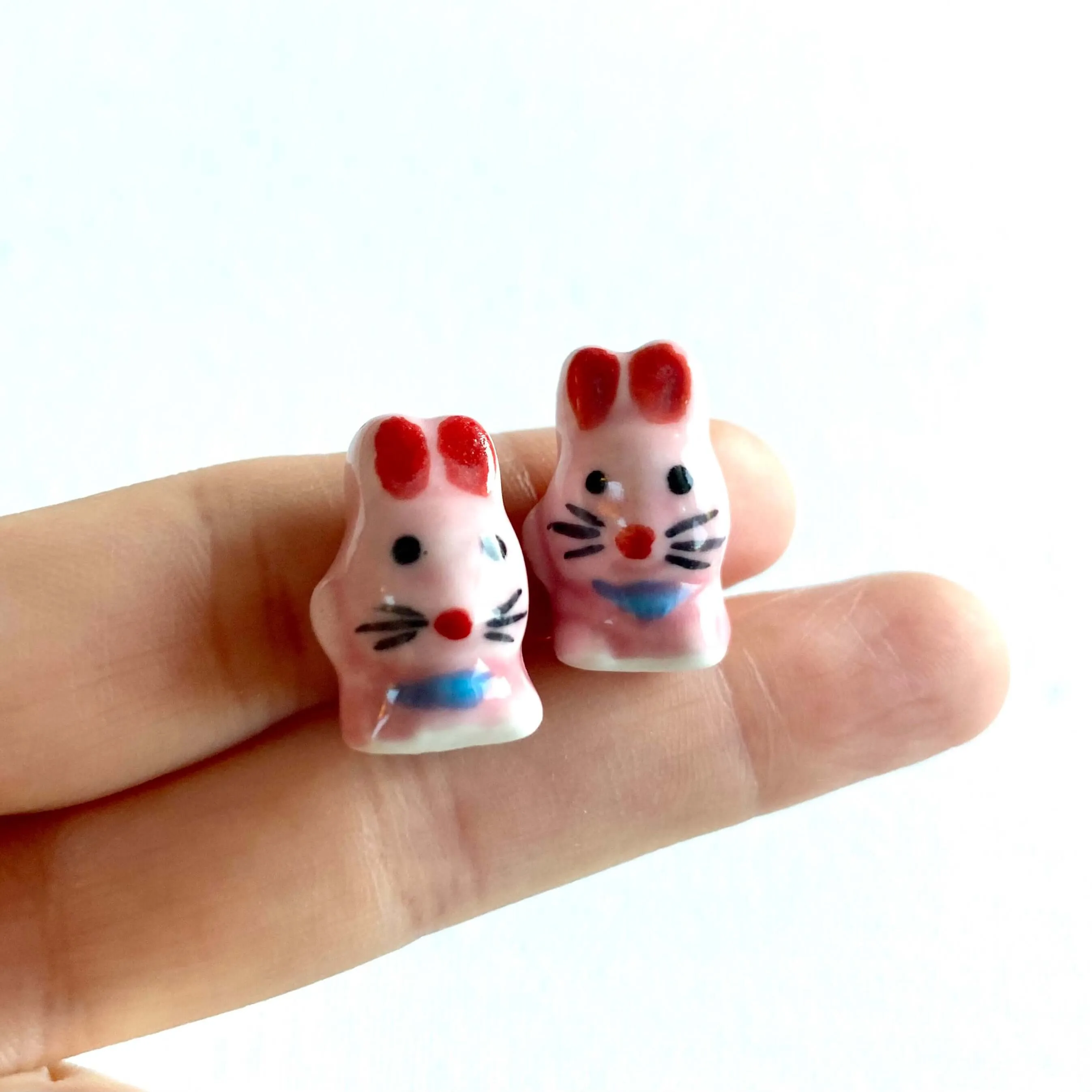 Cute pink Bunny beads porcelain Ceramic