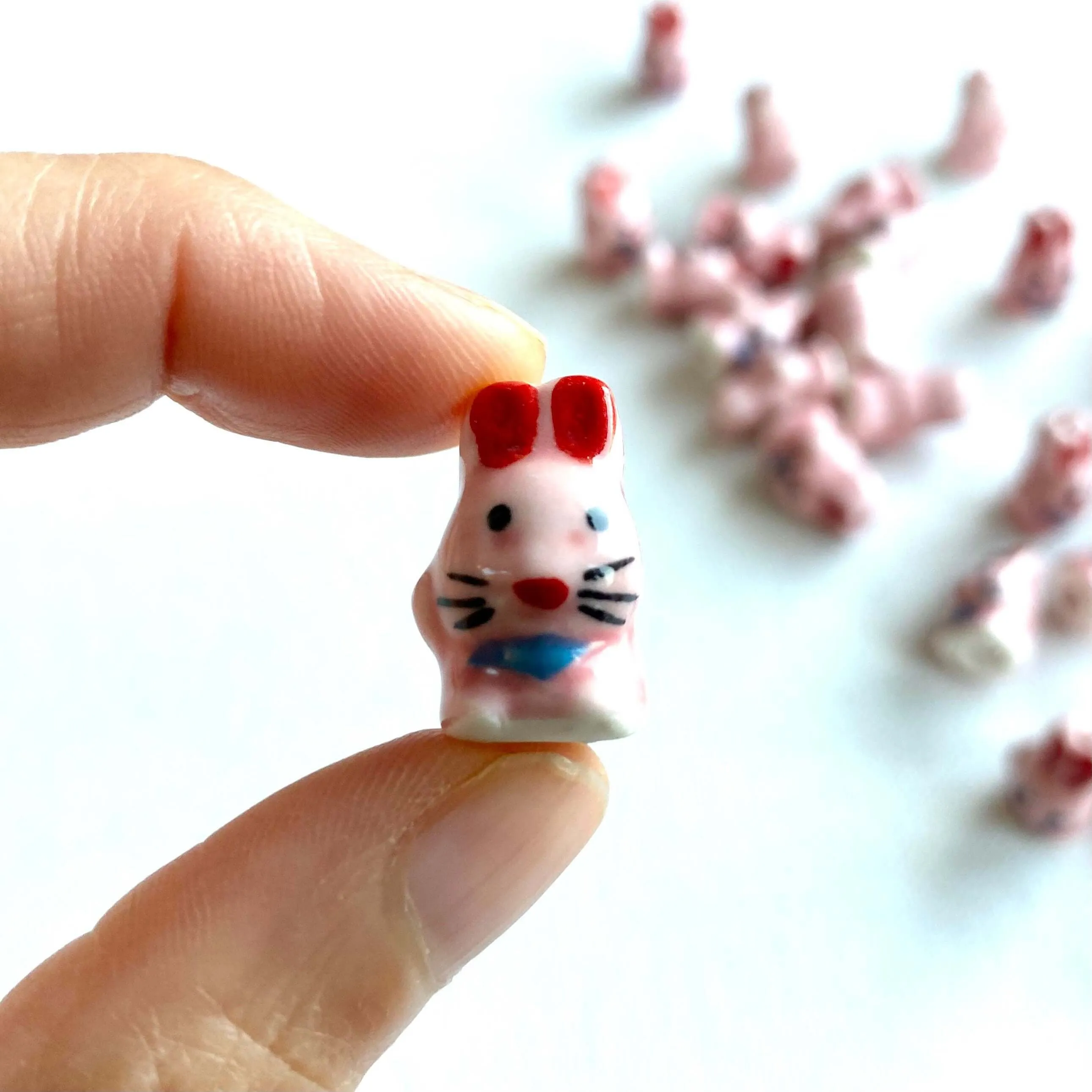 Cute pink Bunny beads porcelain Ceramic