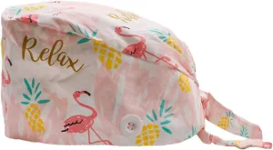 Cute Printed Working Cap with Sweatband Adjustable Tie Back Hats for Women/Men