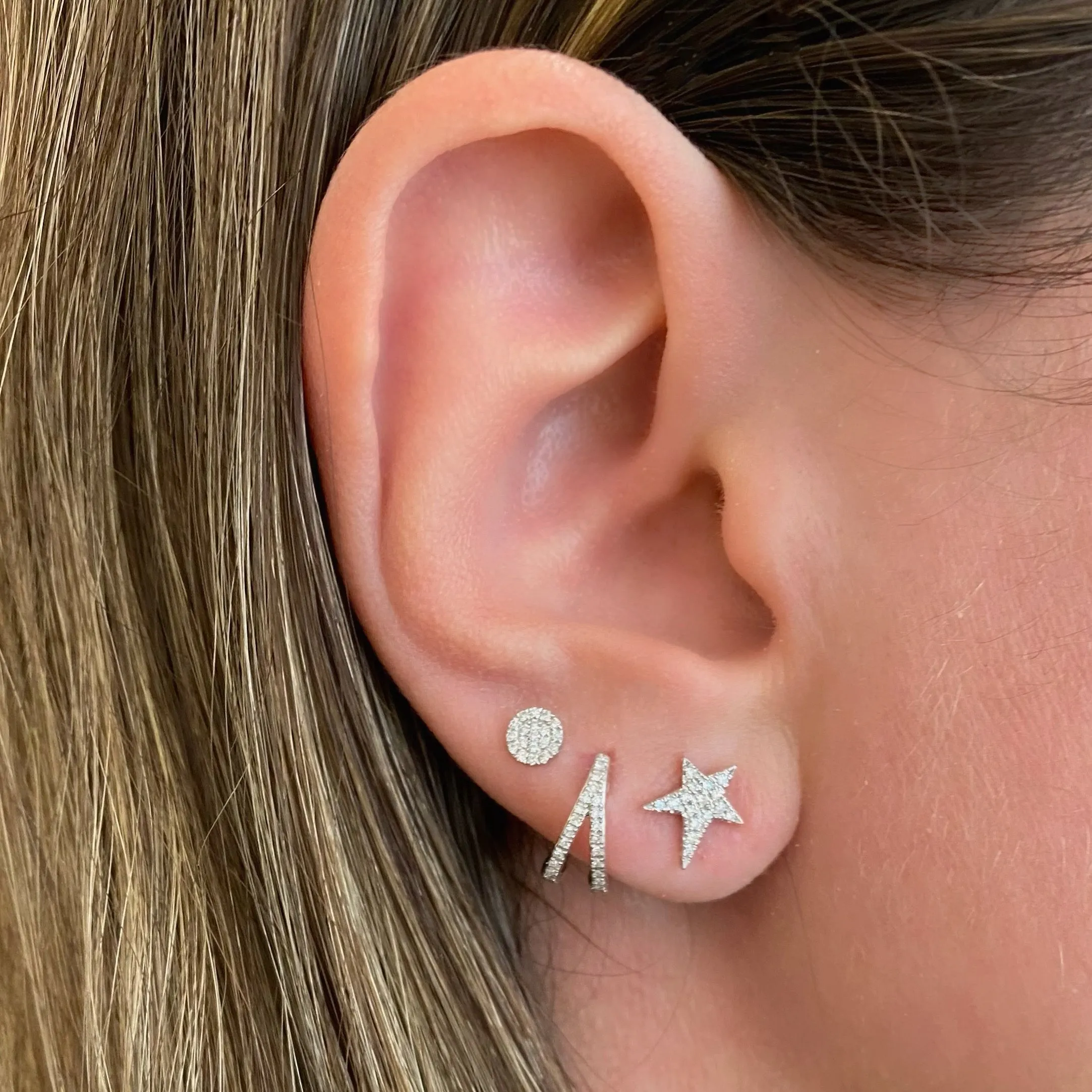 Diamond Asymmetrical Star Stud Earrings