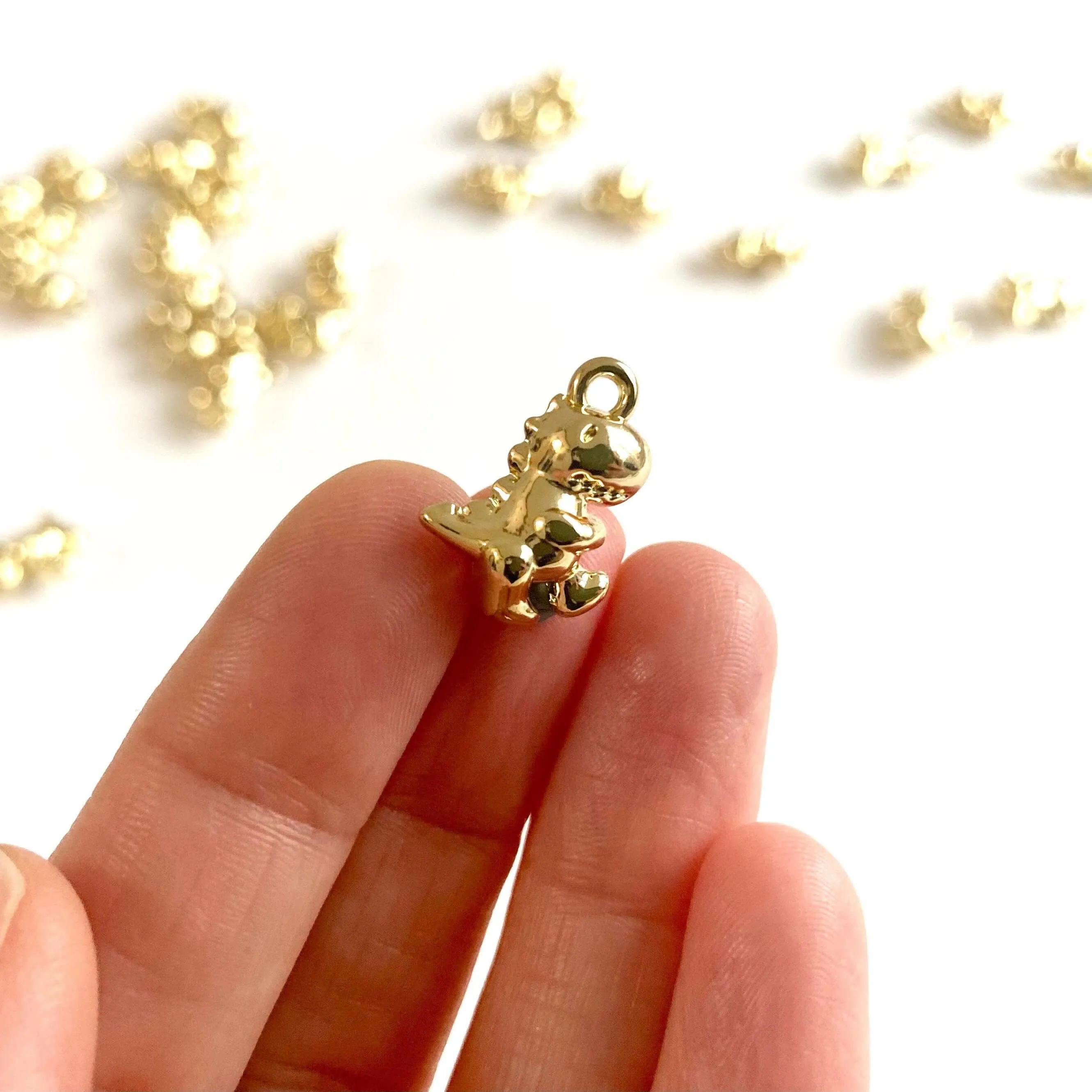 Dinosaur charms 3D Double sided Silver Gold
