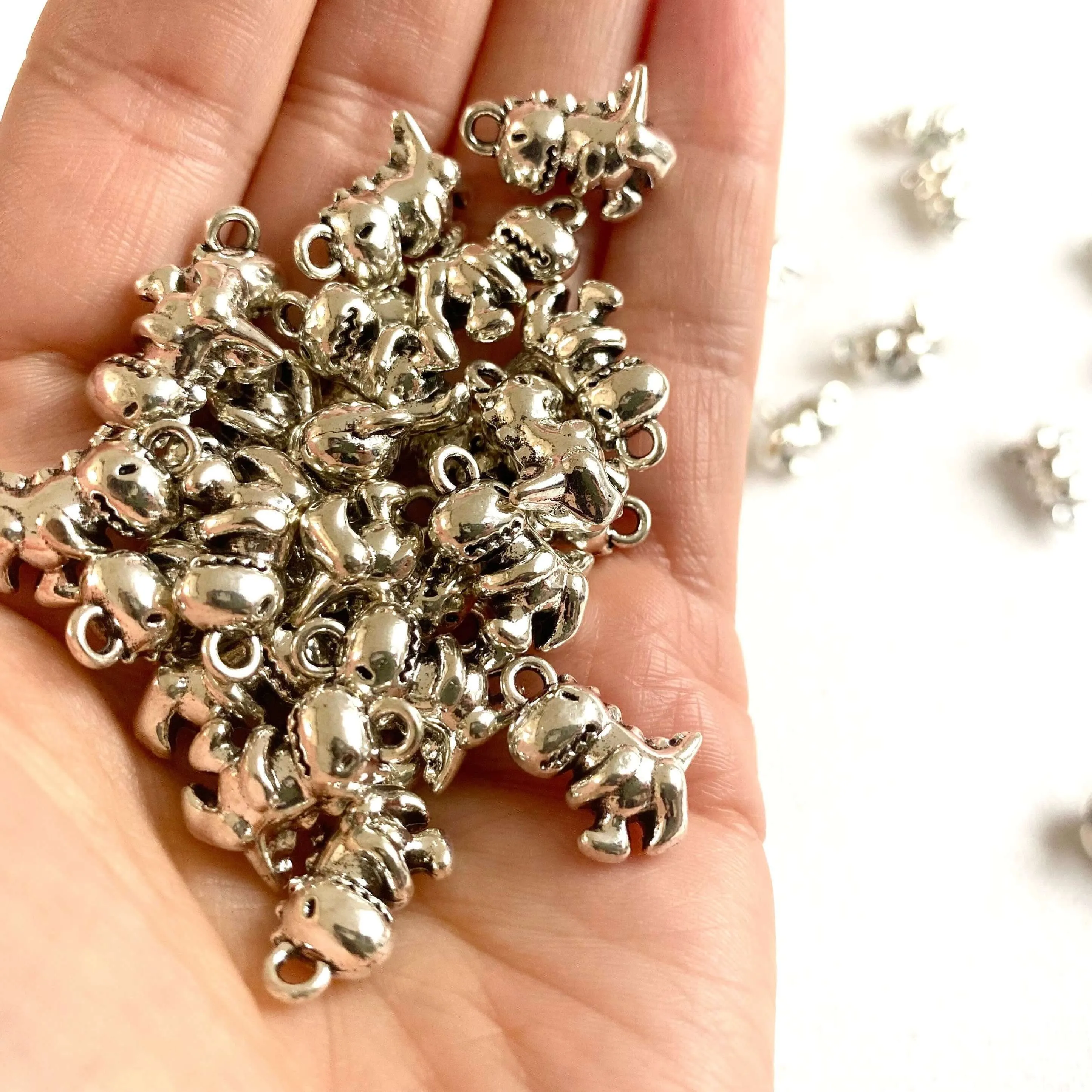 Dinosaur charms 3D Double sided Silver Gold