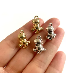 Dinosaur charms 3D Double sided Silver Gold