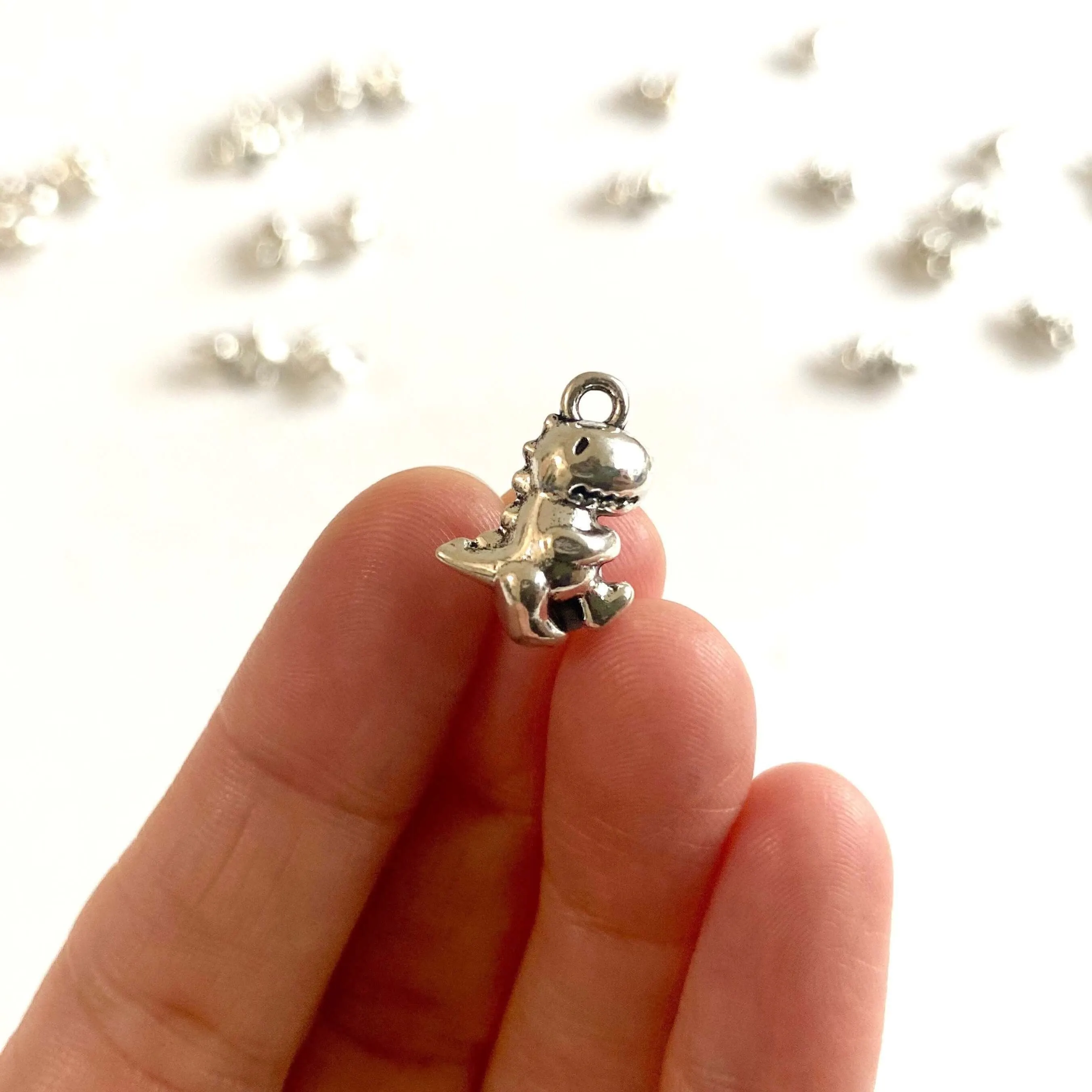 Dinosaur charms 3D Double sided Silver Gold