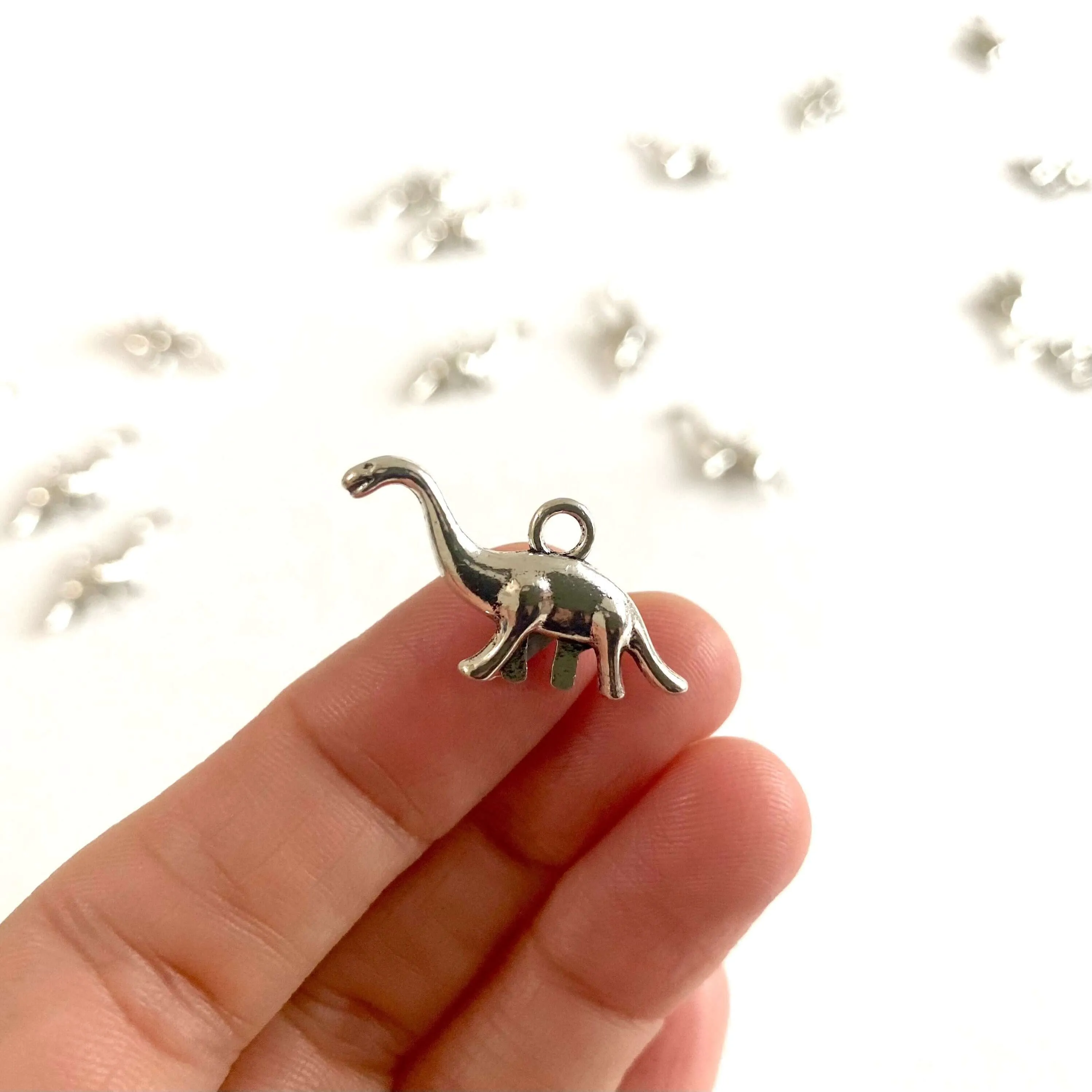 Dinosaur charms Silver and Gold 3D Double sided