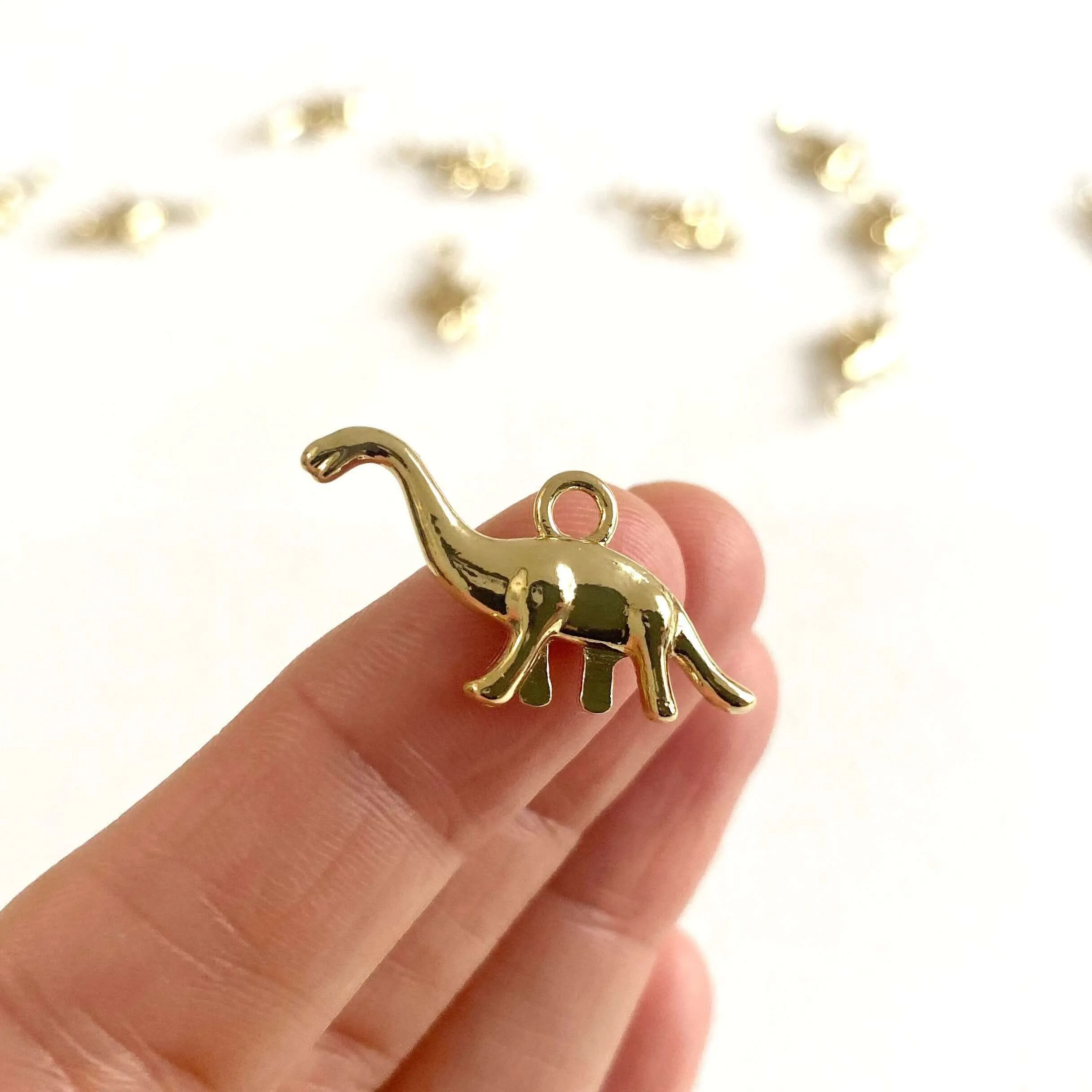 Dinosaur charms Silver and Gold 3D Double sided