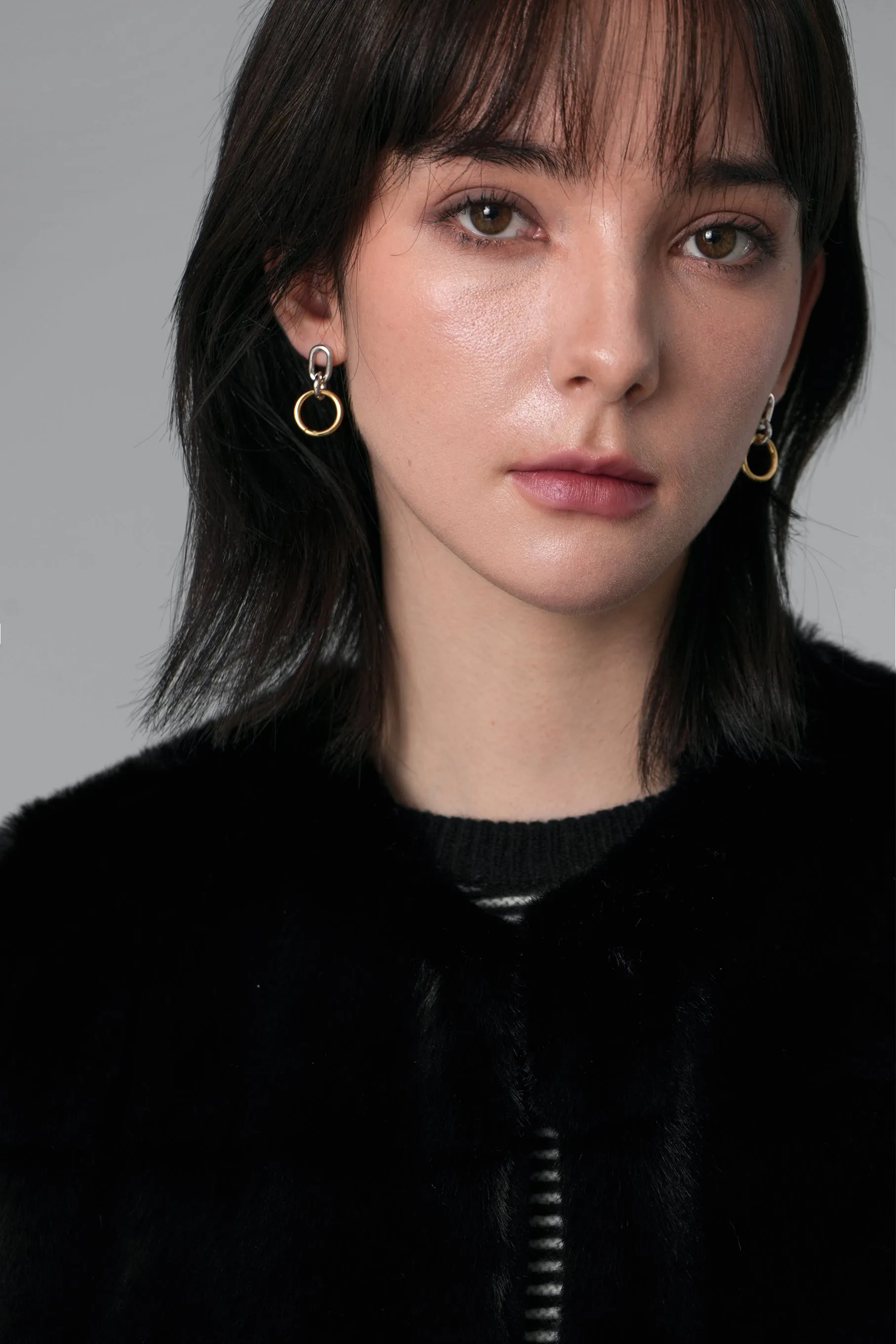 Double Link Earrings, Gold
