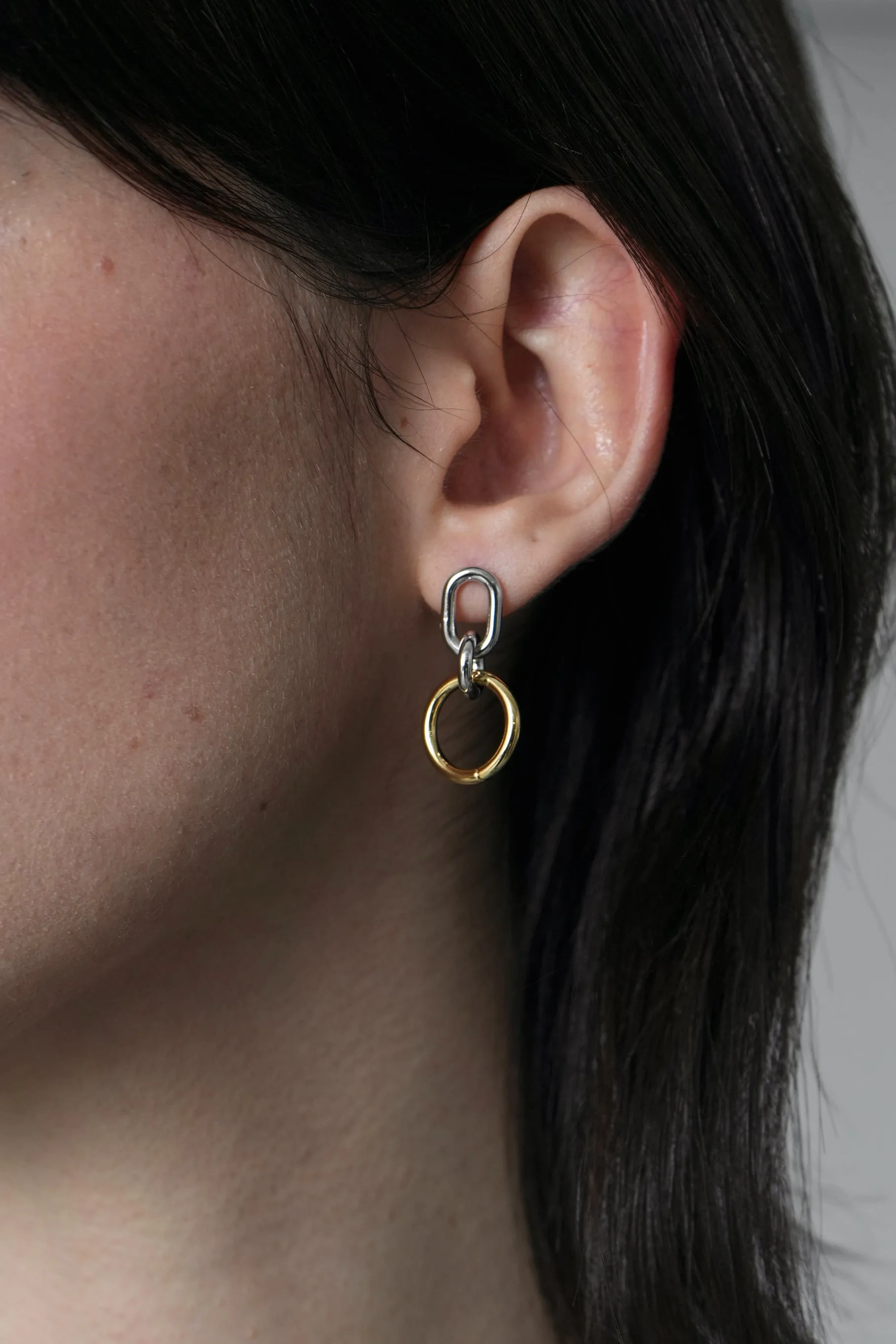 Double Link Earrings, Gold