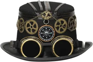 Gothic Cosplay Hat Bowlers Hat Surprise Gift for Girlfriend Boyfriend Top Hat Vintage Bowlers Hat for Photo Shooting Black