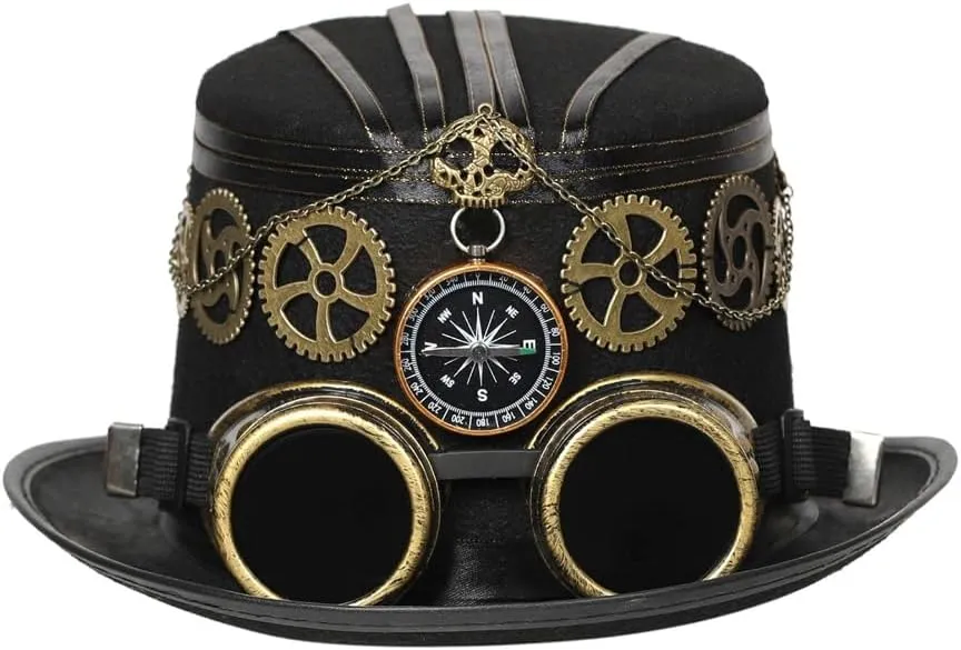 Gothic Cosplay Hat Bowlers Hat Surprise Gift for Girlfriend Boyfriend Top Hat Vintage Bowlers Hat for Photo Shooting Black