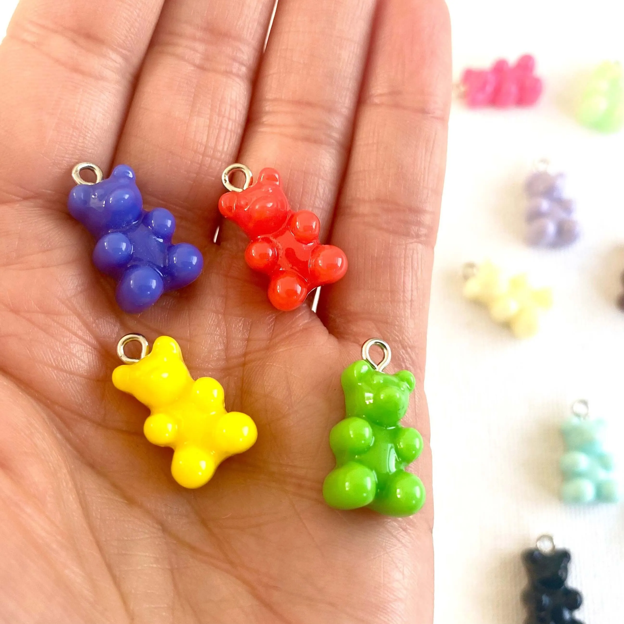 Gummy bear Pendants with metal eyelet