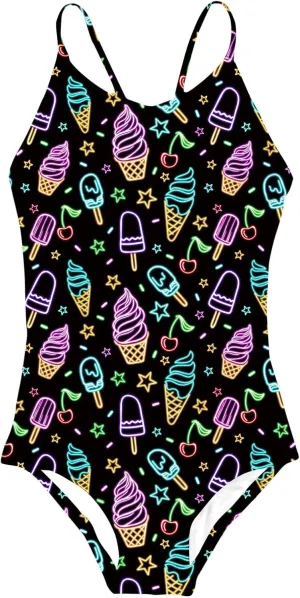 Idgreatim Girls One Piece Swimsuits Quick Dry Beach Swimwear Bathing Suit for Beach 3-12 Years