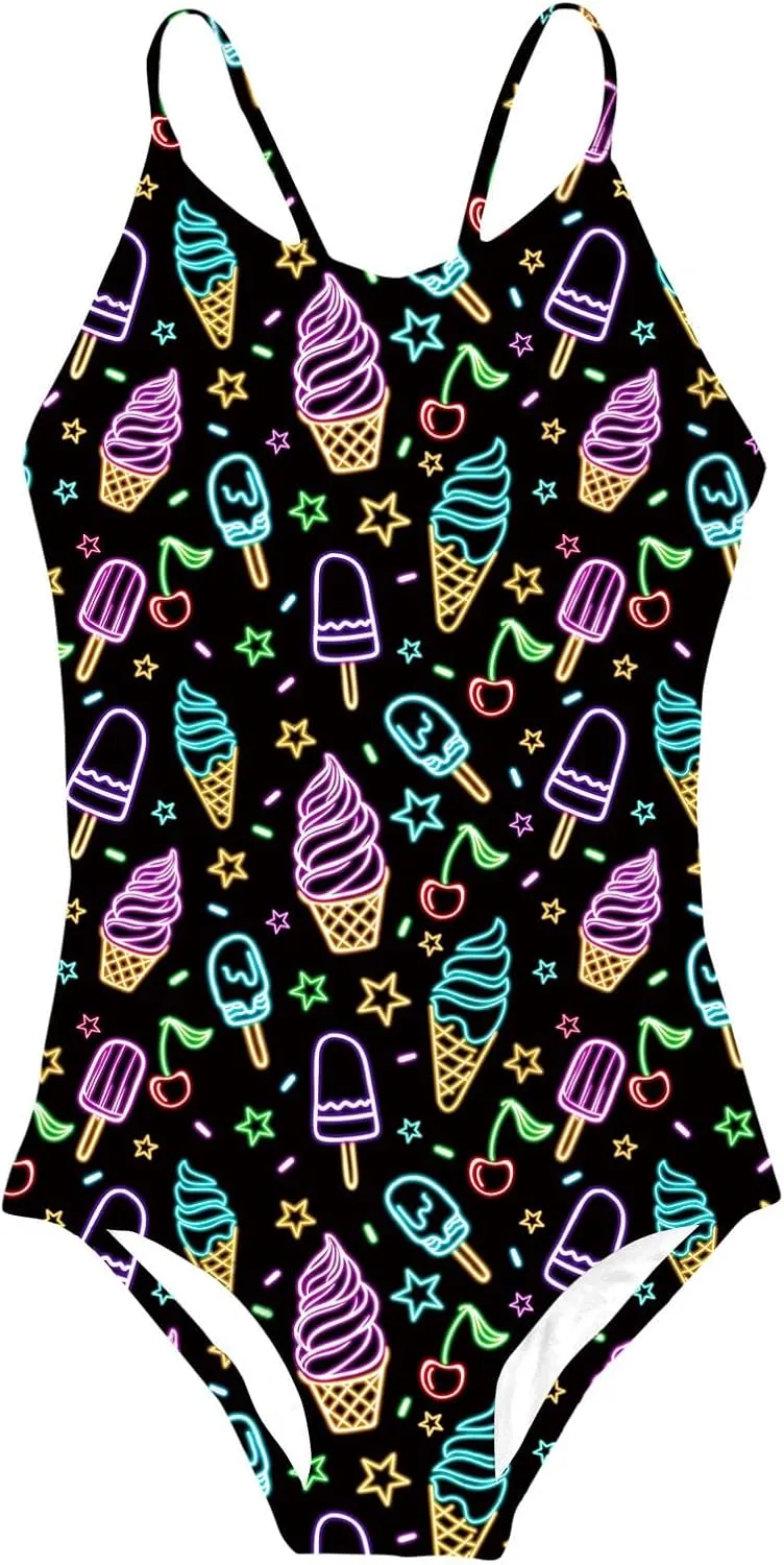 Idgreatim Girls One Piece Swimsuits Quick Dry Beach Swimwear Bathing Suit for Beach 3-12 Years