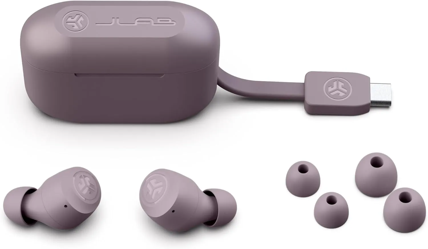 JLab Go Pop  True Wireless Bluetooth Earbuds & Charging Case - Mauve, App Support, Dual Connect, IPX4 Sweat Resistance, Bluetooth 5 Connection, 3 EQ Sound Settings Signature, Balanced, Bass Boost