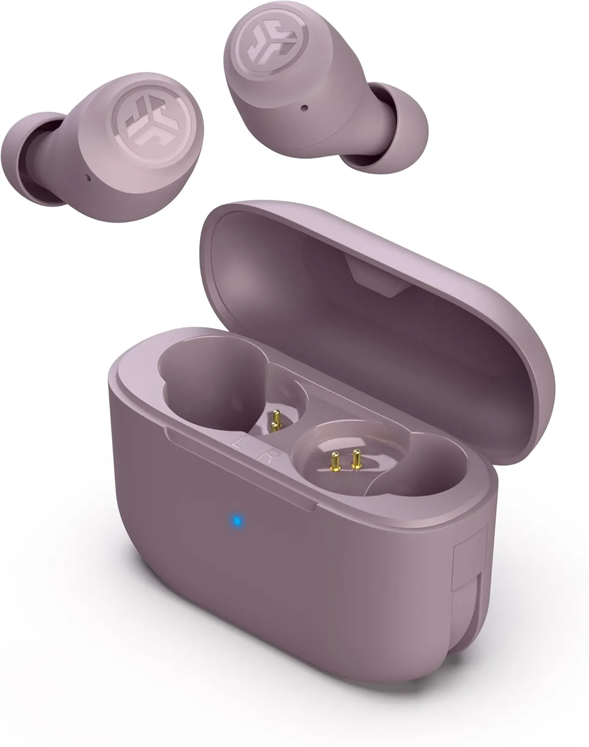 JLab Go Pop  True Wireless Bluetooth Earbuds & Charging Case - Mauve, App Support, Dual Connect, IPX4 Sweat Resistance, Bluetooth 5 Connection, 3 EQ Sound Settings Signature, Balanced, Bass Boost