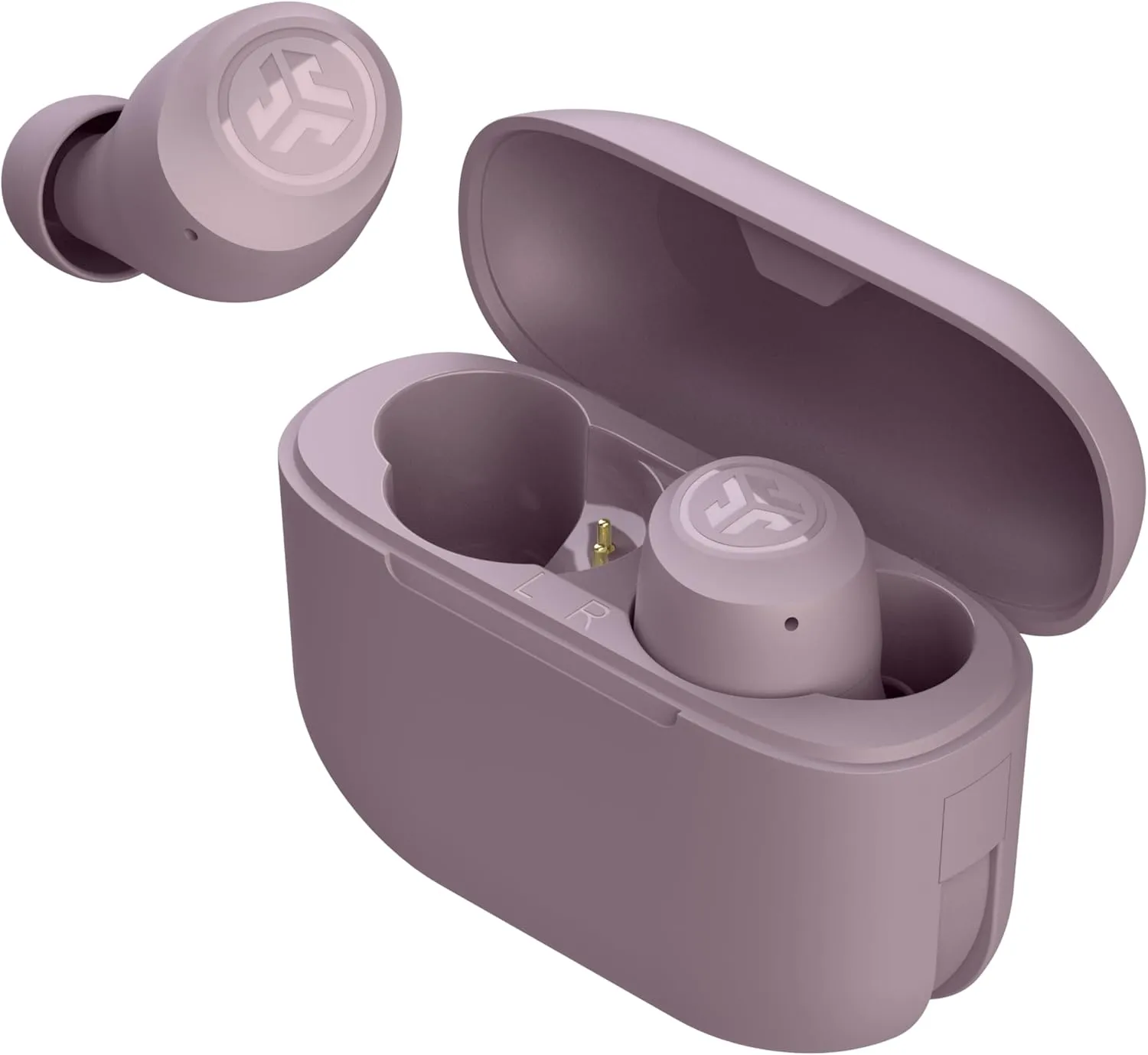 JLab Go Pop  True Wireless Bluetooth Earbuds & Charging Case - Mauve, App Support, Dual Connect, IPX4 Sweat Resistance, Bluetooth 5 Connection, 3 EQ Sound Settings Signature, Balanced, Bass Boost