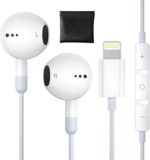 Lightning Headphones Wired Earphones for iPhone, [ MFi Certified] HiFi Stereo Headphones Wired In-Ear Earbuds Built-in Microphone & Volume Control for iPhone 14/13/SE/12/11/XR/8/7/XS