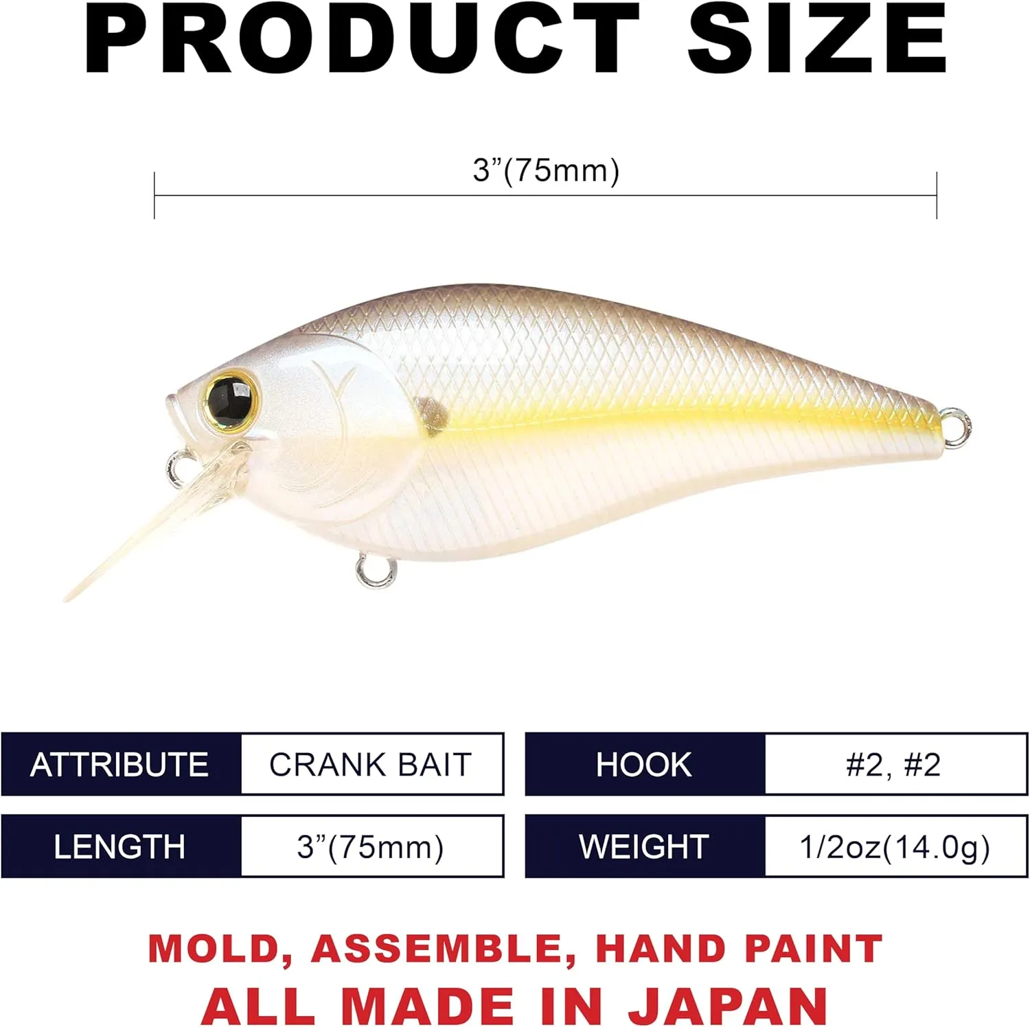 LUCKY CRAFT Fat CB BDS 3, Freshwater Bass Fishing Lure, Crank Bait, Smallmouth, Walleye, Floating, Tournament Winning, Perfect Wobbling, Squarebill, Fishing Gear, Fishing Accessories, Fishing Tackle
