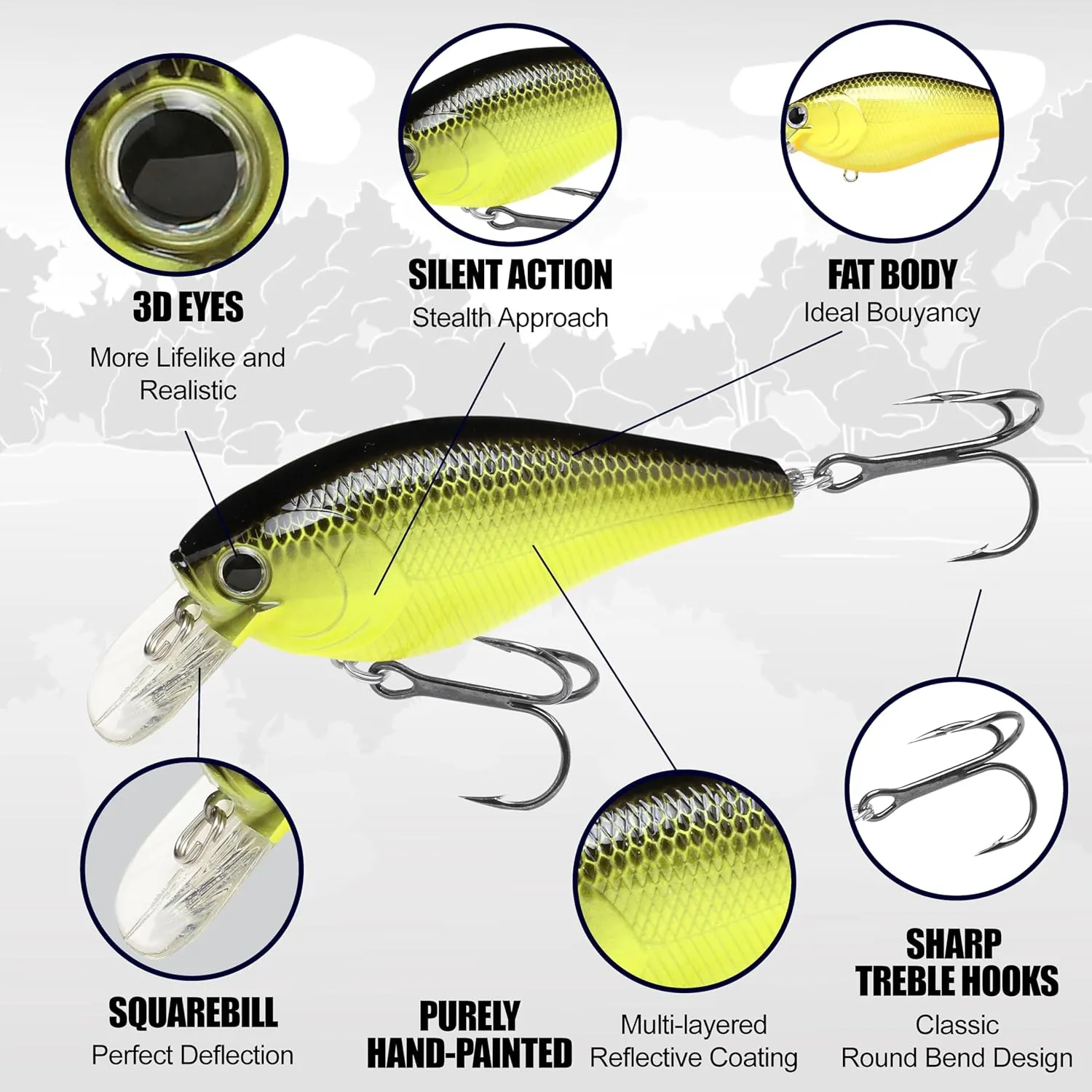 LUCKY CRAFT Fat CB BDS 3, Freshwater Bass Fishing Lure, Crank Bait, Smallmouth, Walleye, Floating, Tournament Winning, Perfect Wobbling, Squarebill, Fishing Gear, Fishing Accessories, Fishing Tackle
