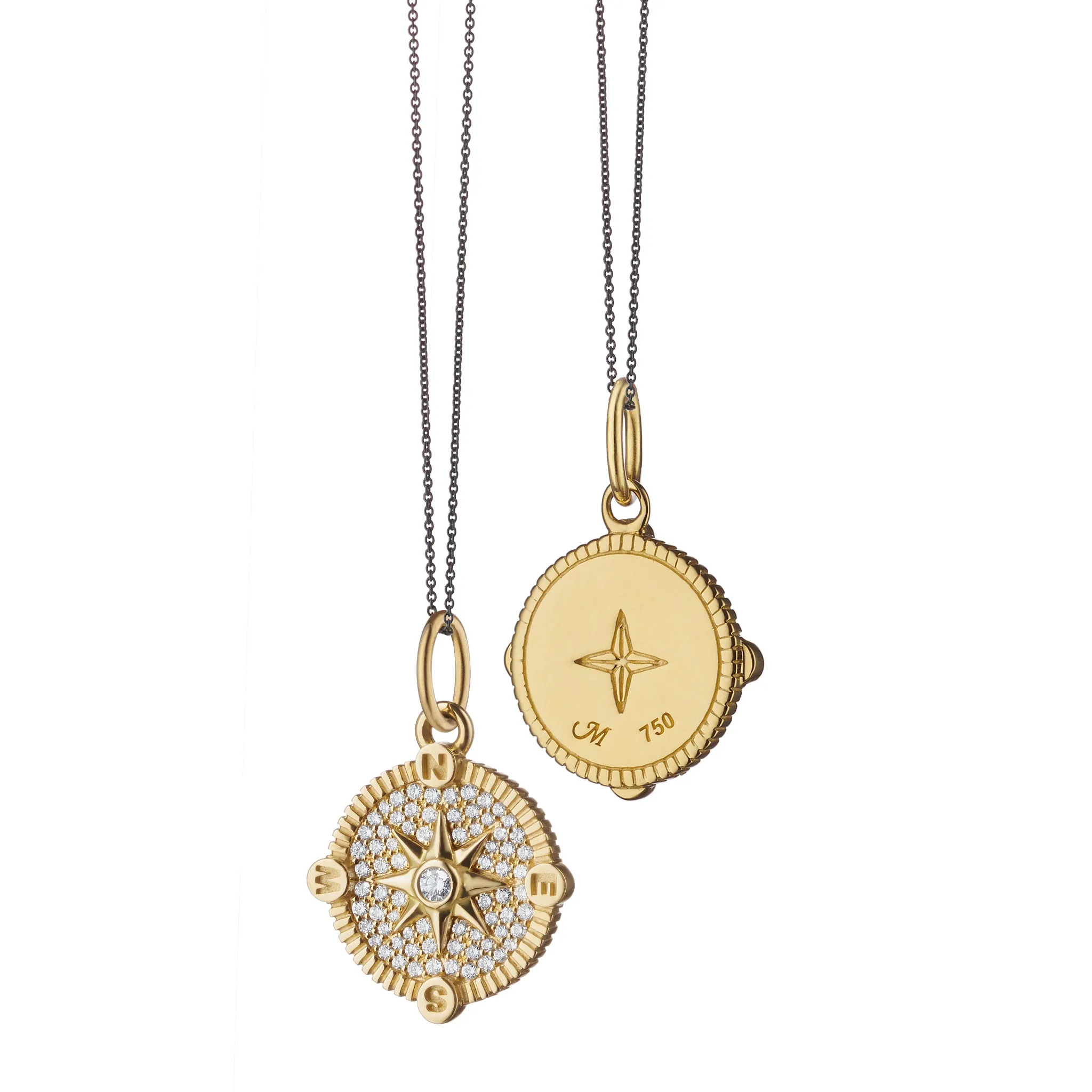 Mini "Adventure" Compass Charm with Pavé Diamonds