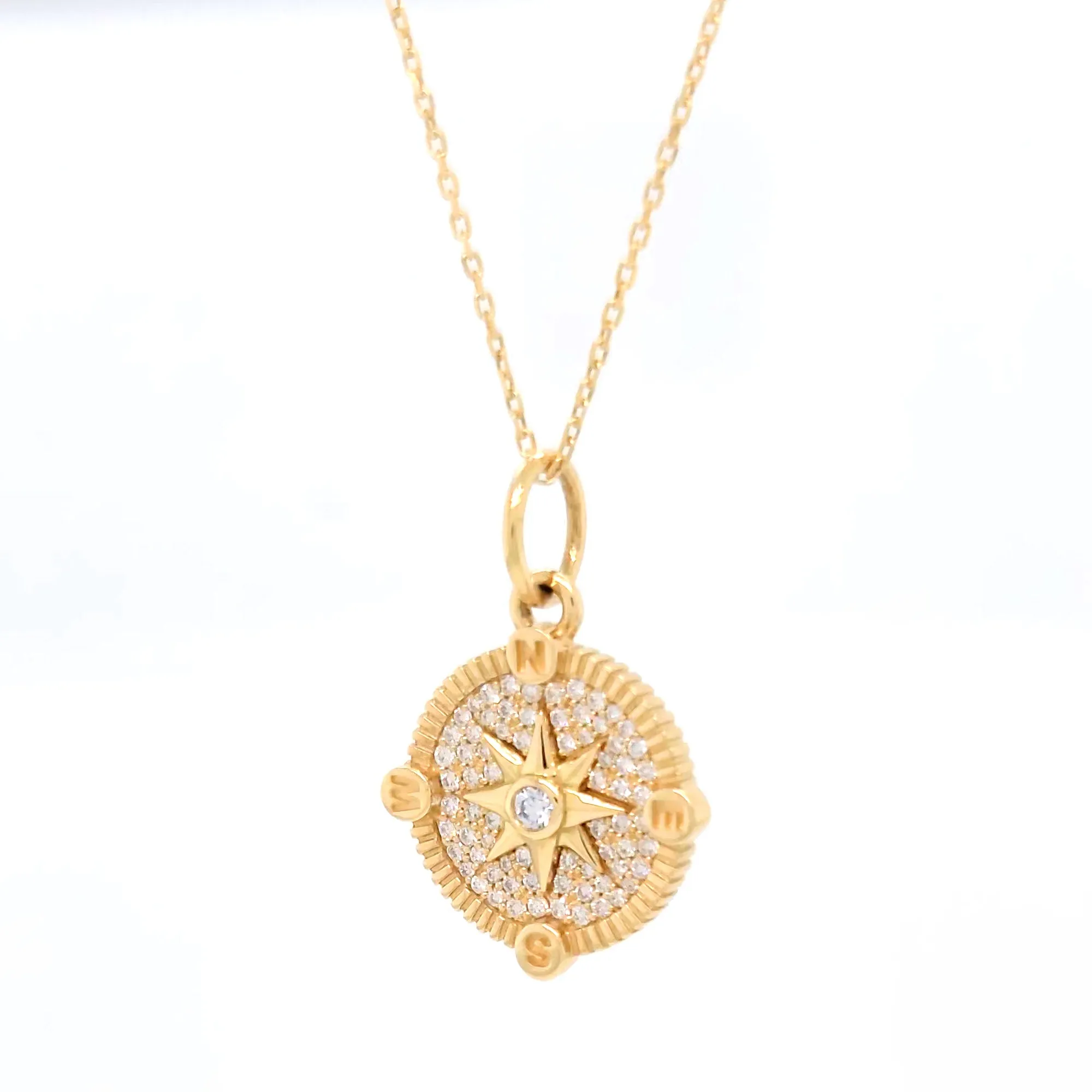 Mini "Adventure" Compass Charm with Pavé Diamonds