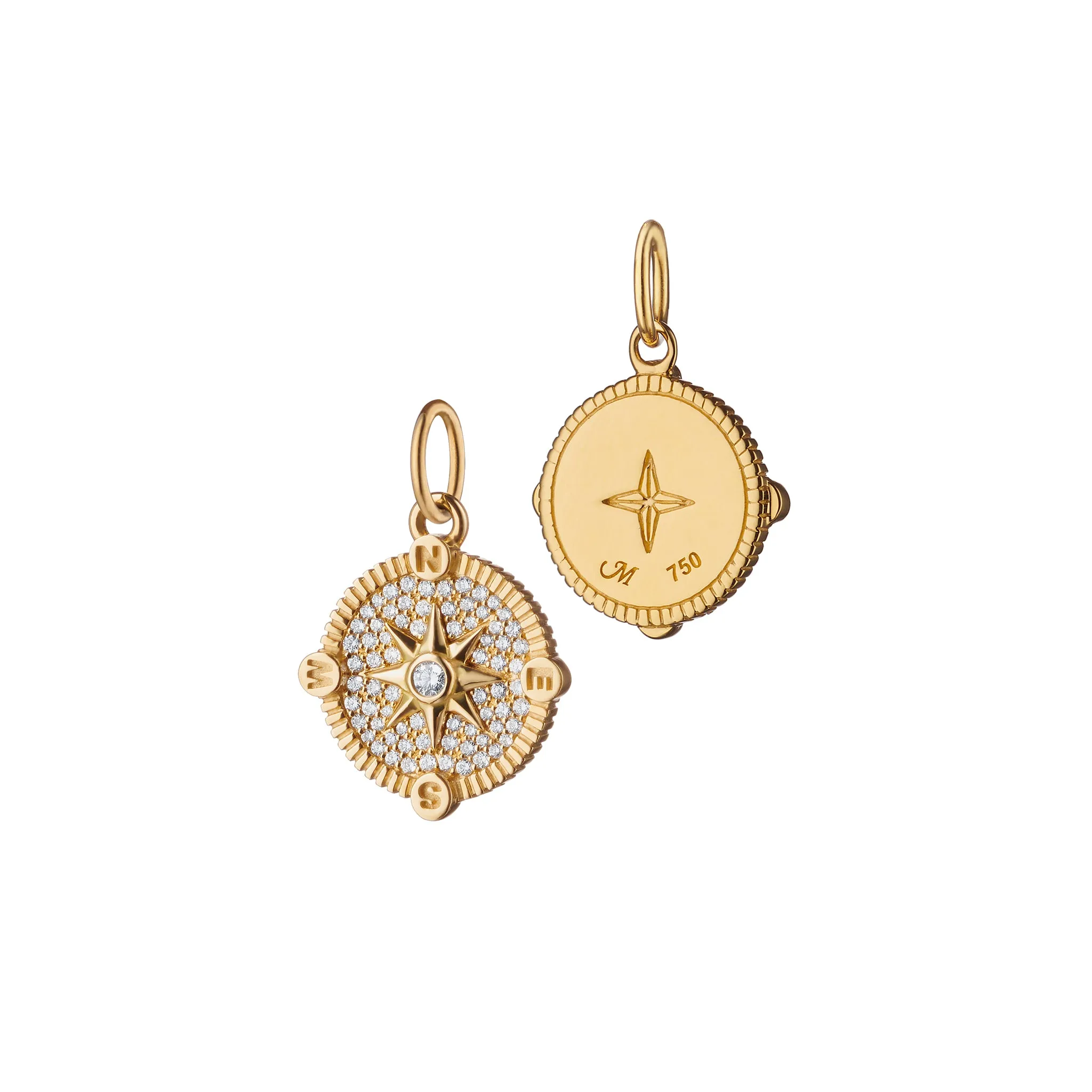 Mini "Adventure" Compass Charm with Pavé Diamonds