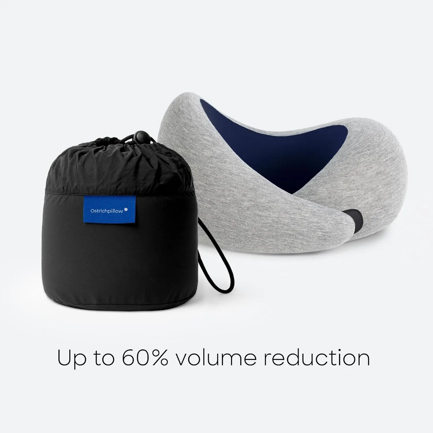 Ostrichpillow Go Neck Pillow, Travel Pillows for Airplanes, Premium Memory Foam Travel Pillow, 360 Ergonomic Design, Asymmetrical Sides, Travel Bag Included, Washable Modal Cover