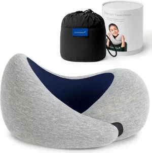 Ostrichpillow Go Neck Pillow, Travel Pillows for Airplanes, Premium Memory Foam Travel Pillow, 360 Ergonomic Design, Asymmetrical Sides, Travel Bag Included, Washable Modal Cover