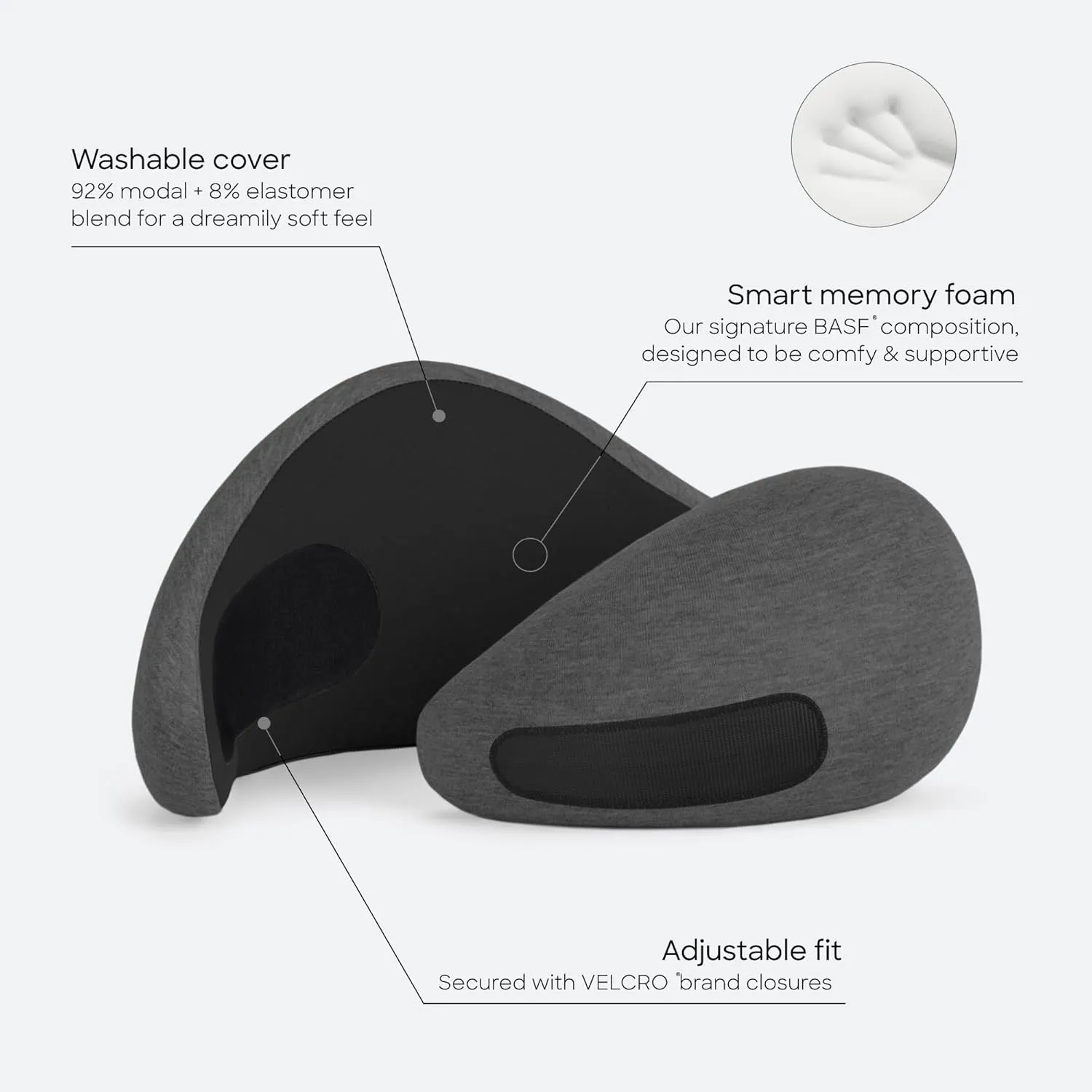 Ostrichpillow Go Neck Pillow, Travel Pillows for Airplanes, Premium Memory Foam Travel Pillow, 360 Ergonomic Design, Asymmetrical Sides, Travel Bag Included, Washable Modal Cover